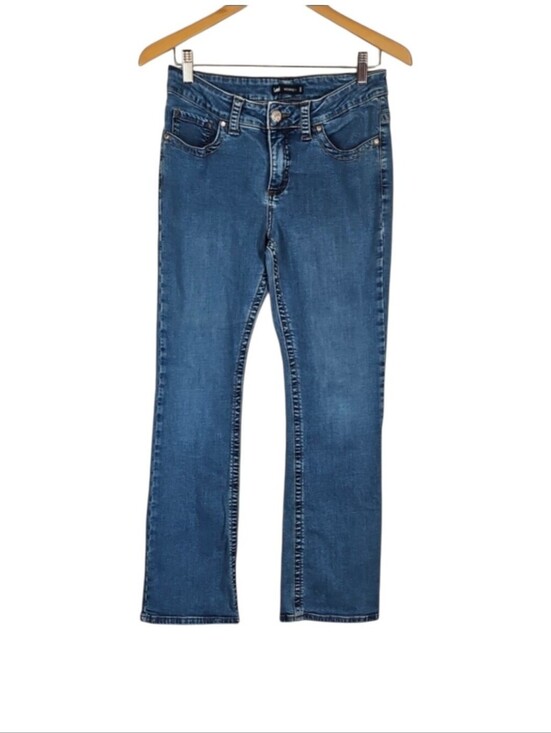 Lee Denim - Women's Lee Mid Rise Jeans Straight Leg Medium Wash Classic Blue Jean Stretch 8